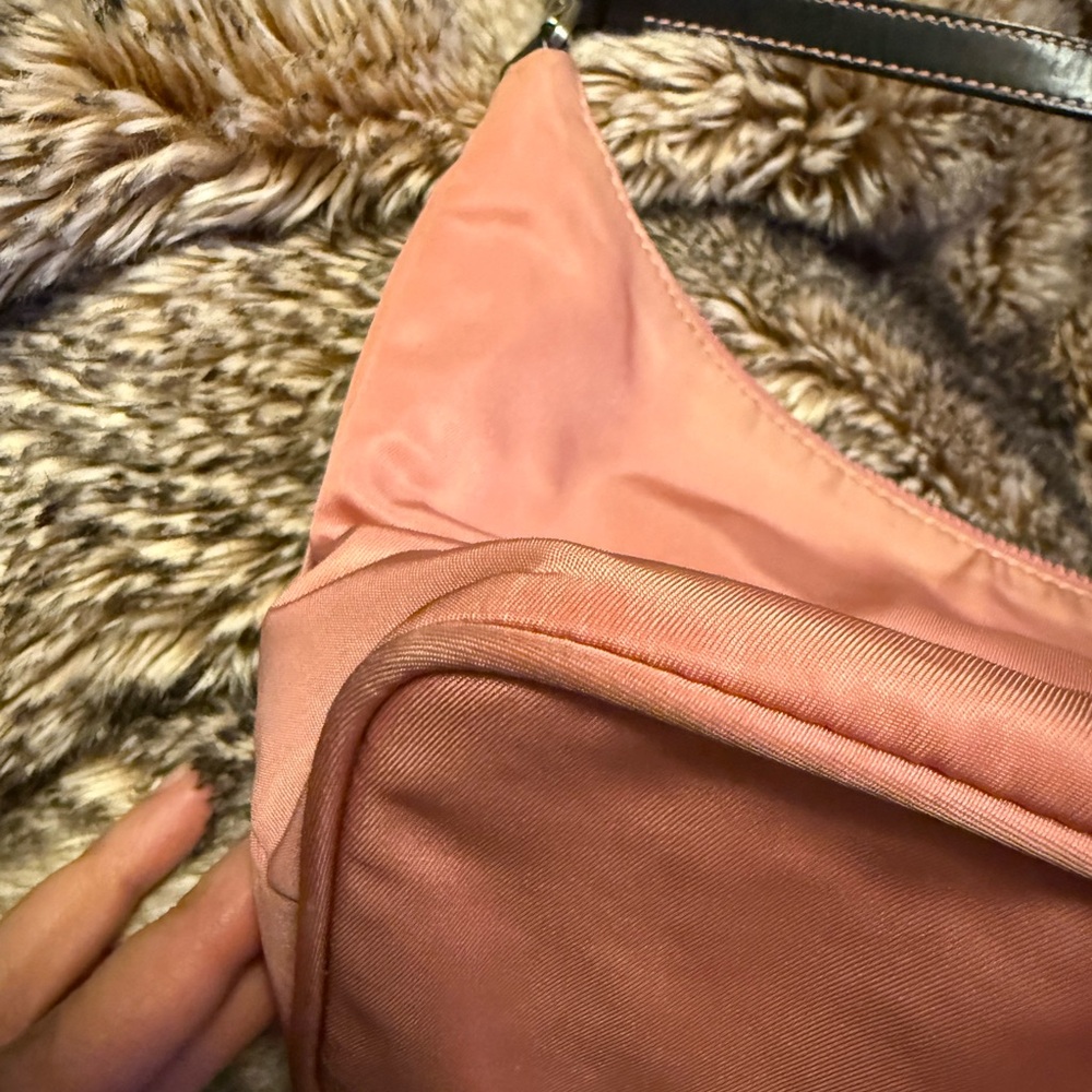 Prada Vintage Pink Nylon Bag Trimmed in Black Leather Used - Picture 12 of 16
